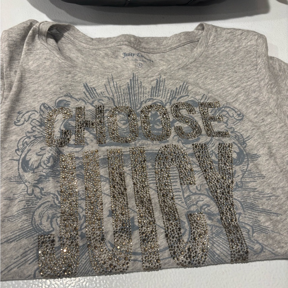 Juicy Couture Heather Gray Studded Graphic Shirt, Women’s Size Small, NWT - Picture 3 of 5